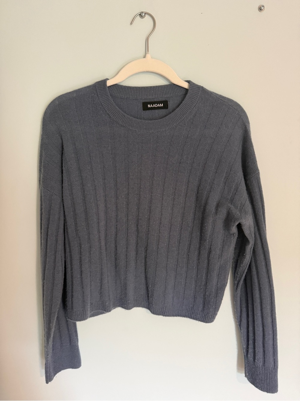 NAADAM Cropped Ribbed Crewneck Sweater - Slate